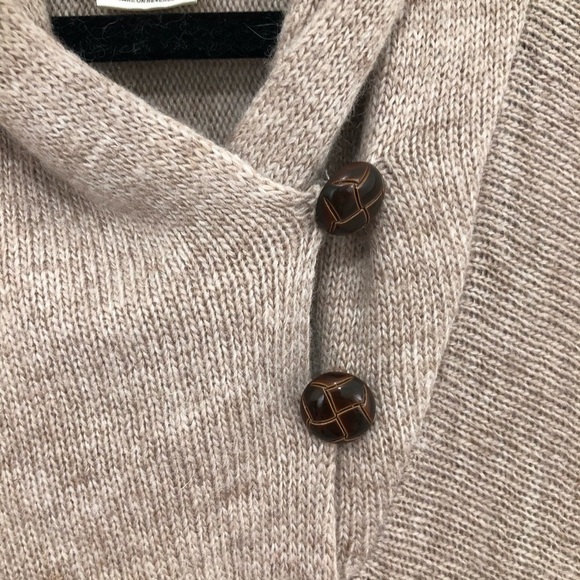 Love Stitch Small Poncho Sweater Cap Pocket Tan - Picture 5 of 13